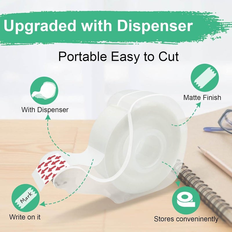 BeataTap Tape Bulk, Clear Tape, Invisible, Matte Finish, Writable, 3/4 in x 650 in, Transparent Tape, 12 Rolls with Dispensers, Ideal for Gift Wrapping, School Supplies & Office Use - Image 4